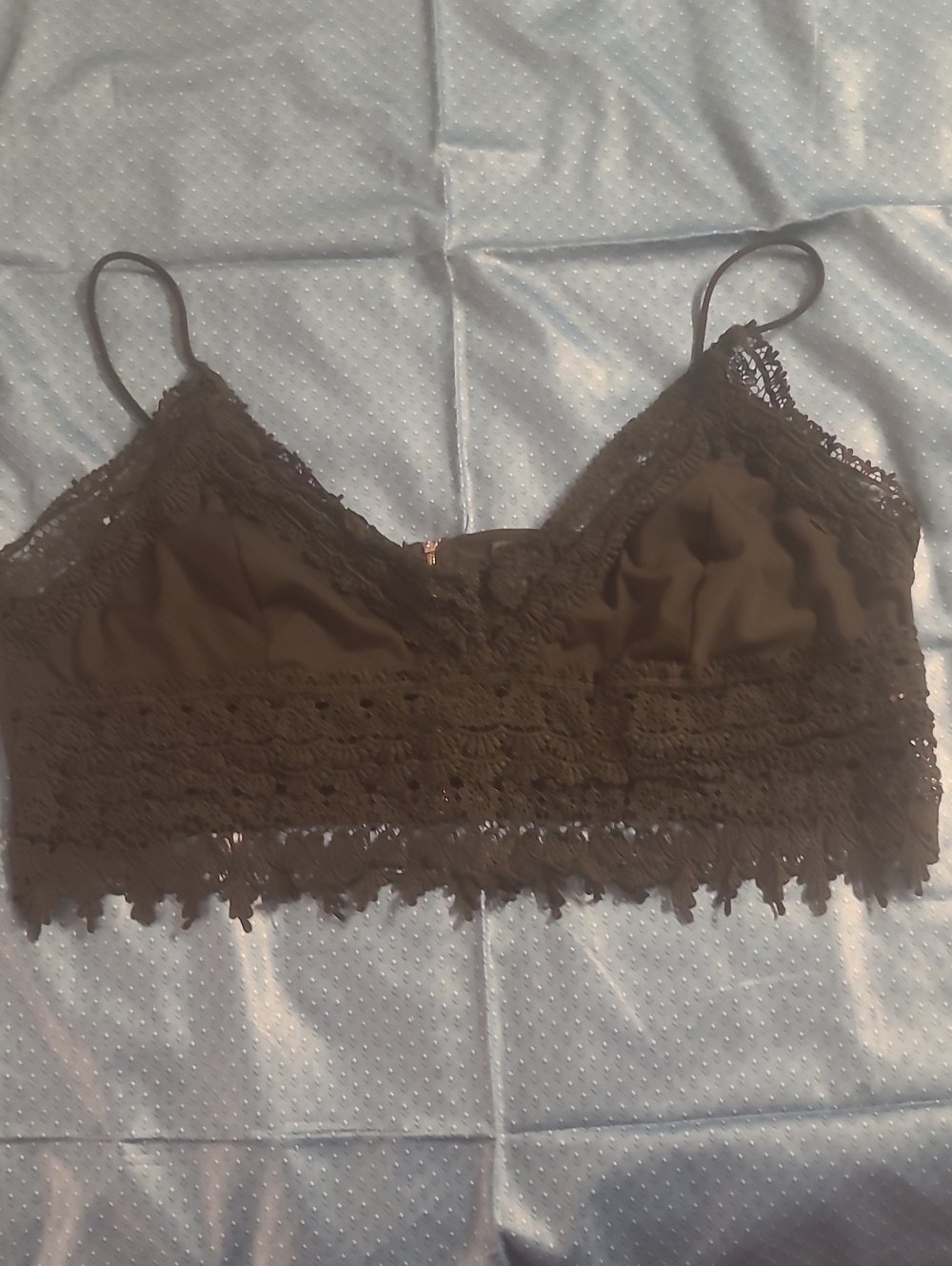 SHEIN Black Lace Curve Bralette with Crochet Trim